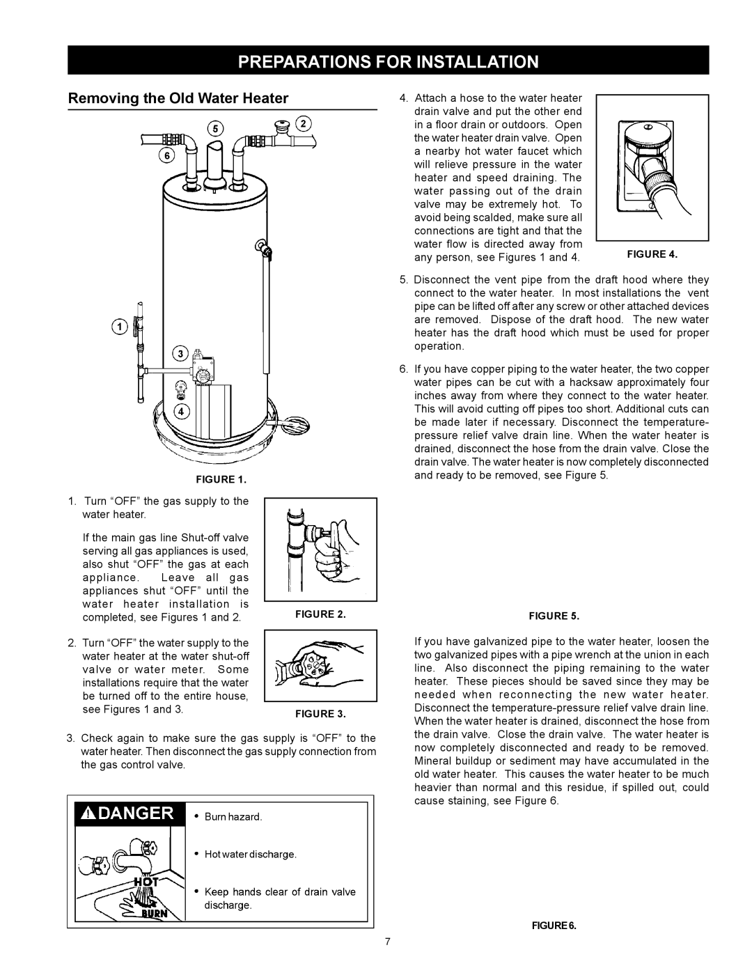 Maytag HXN4975S manual Preparations for Installation, Removing the Old Water Heater 