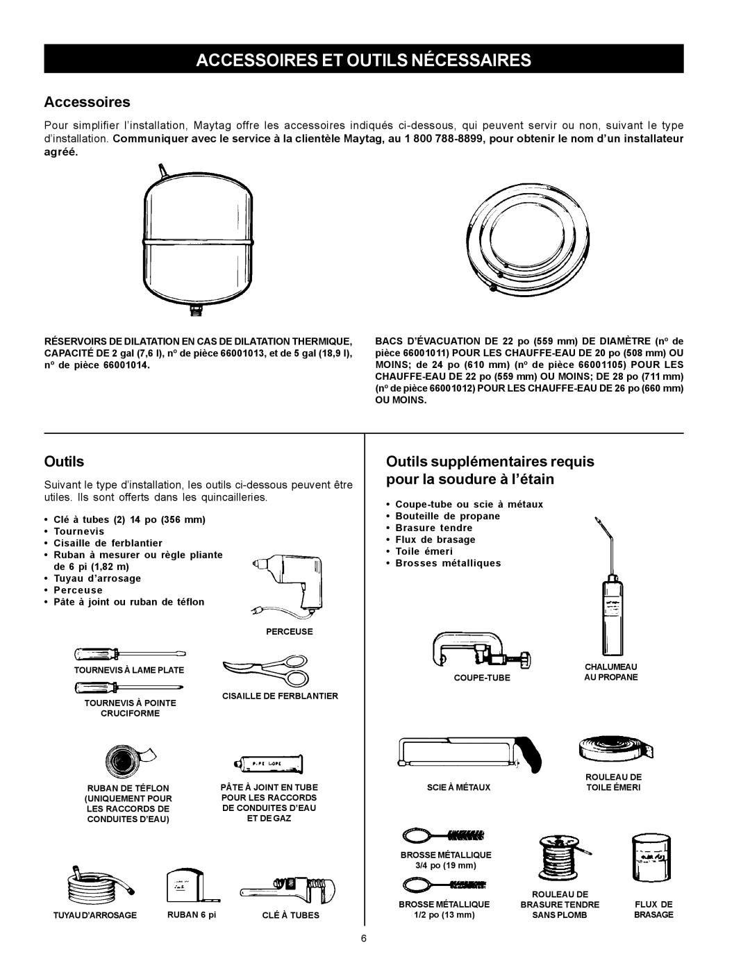 Maytag HXN4975S manual Accessoires Et Outils Nécessaires 