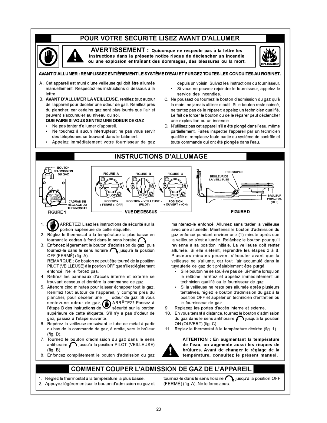 Maytag HXN4975S manual Pour Votre Sécurité Lisez Avant D’Allumer, Instructions D’Allumage 