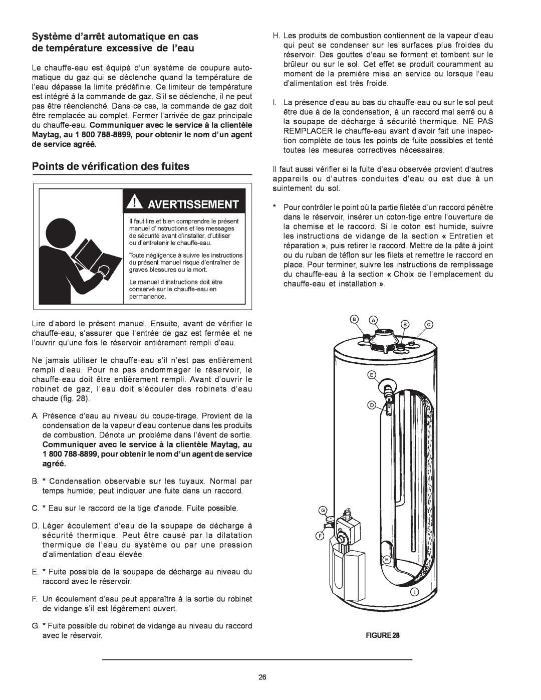Maytag HXN4975S manual Points de vérification des fuites 