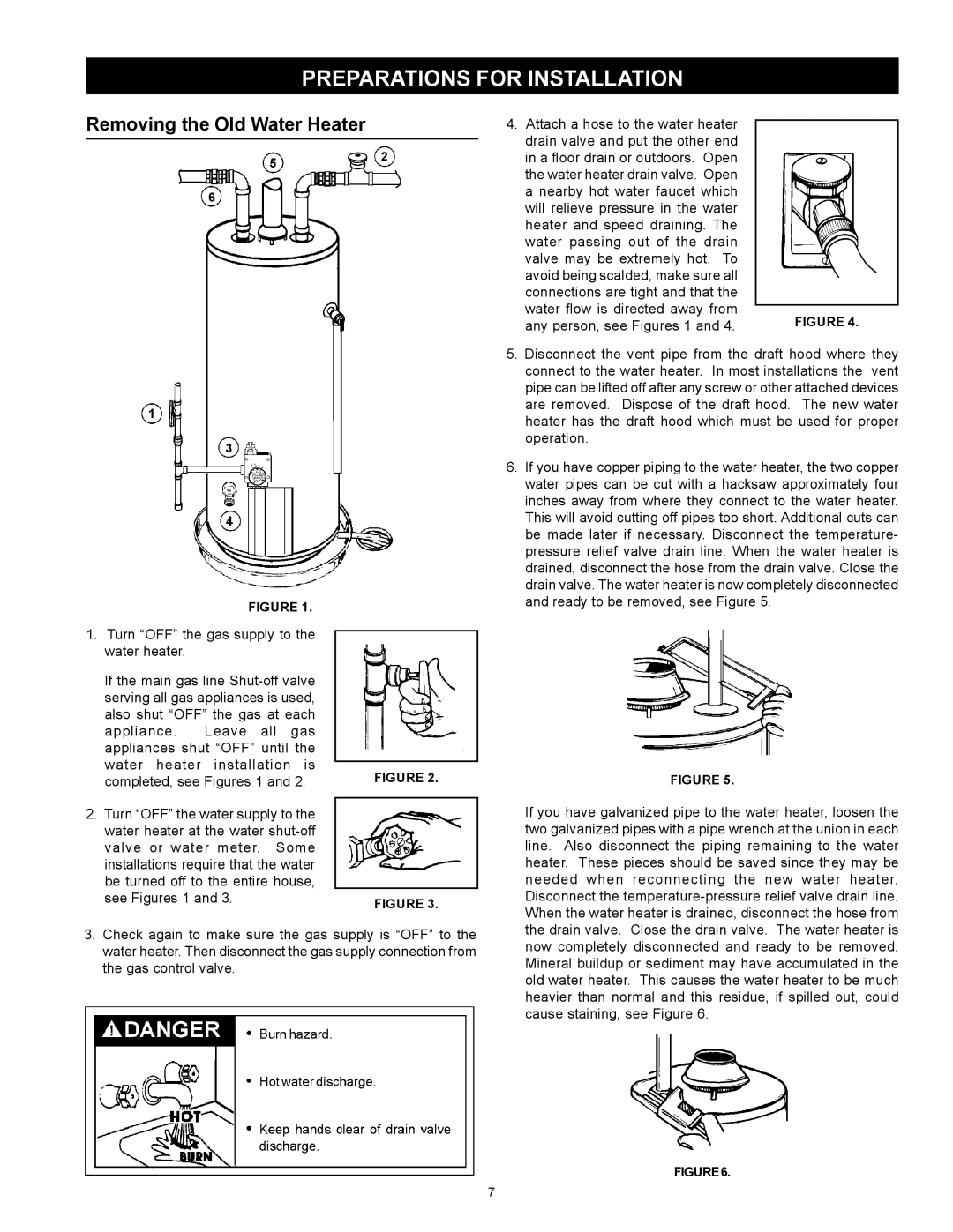 Maytag HXN4975S manual Preparations For Installation, Removing the Old Water Heater 