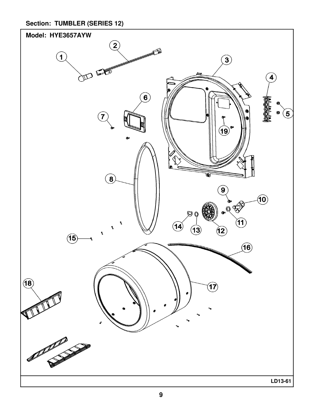 Maytag manual Section Tumbler Series Model HYE3657AYW 