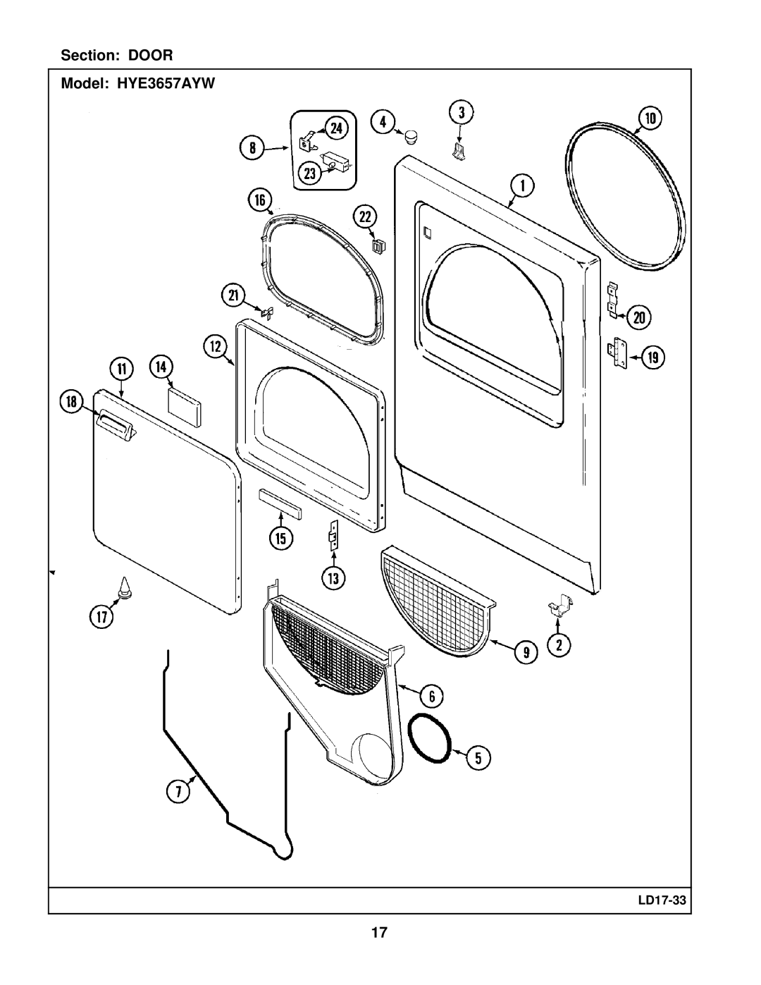 Maytag manual Section Door Model HYE3657AYW 