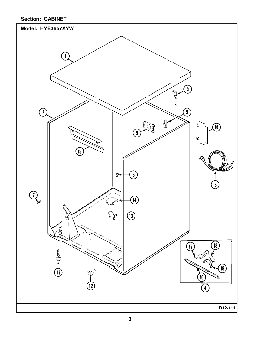 Maytag manual Section Cabinet Model HYE3657AYW 