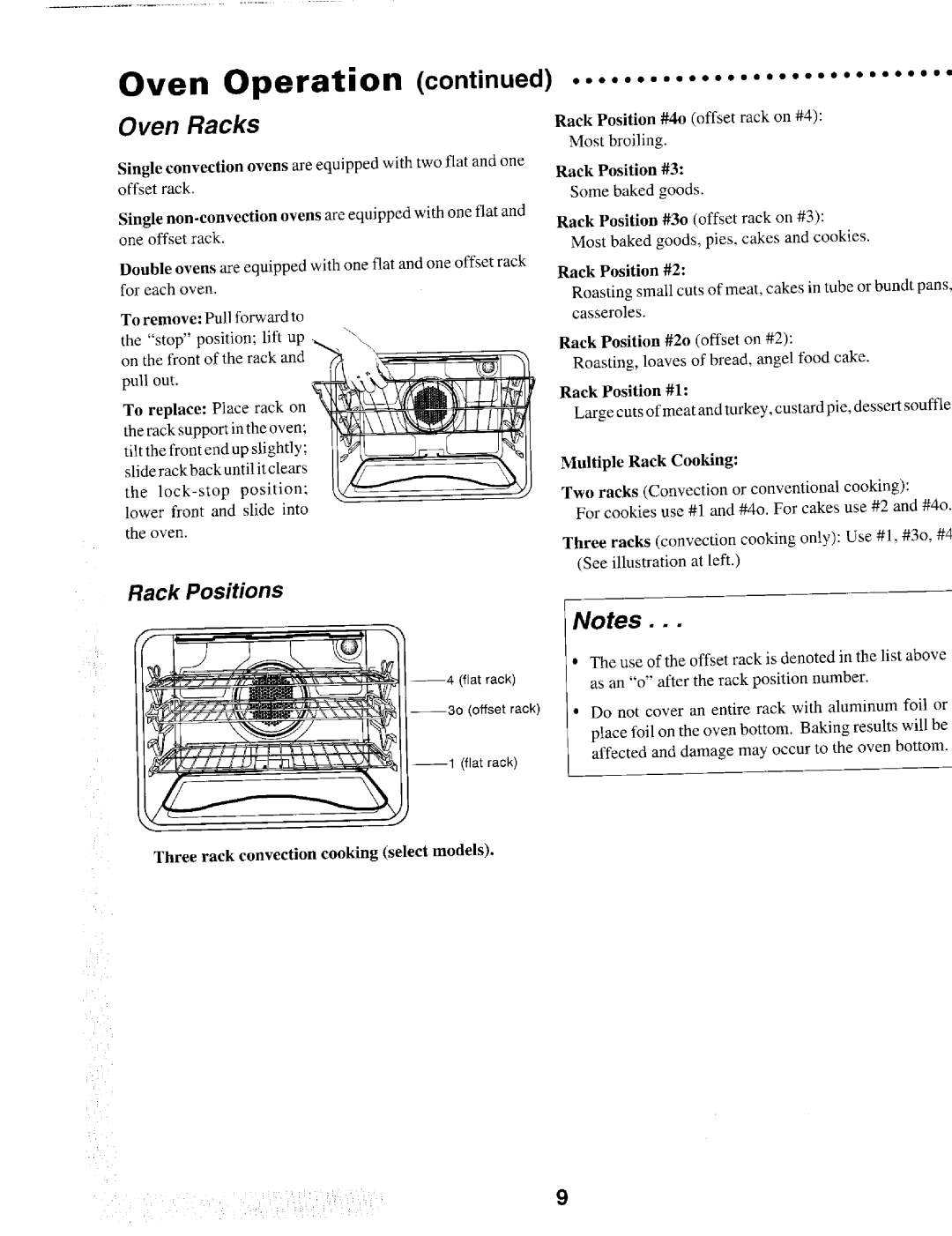 Maytag MEW557, IEW621, MEW55:3B, MEWED7 Oven Racks, Rack Positions, Rack Position #2o offset on #2, Multiple Rack Cooking 