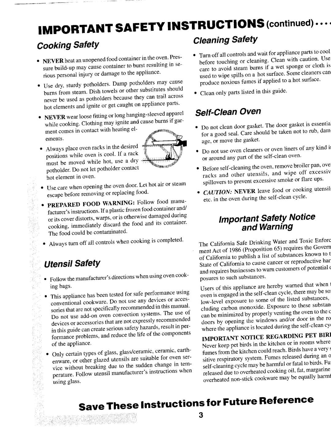 Maytag IEW621, MEW55:3B, MEW557, MEWED7 Important Safety Instructions, Cooking S afety Cle aning S afety, Self -Clean Oven 