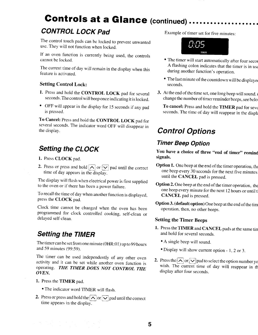 Maytag MEW557, IEW621, MEW55:3B, MEWED7 manual Controls at a Glance, Timer Beep Option 