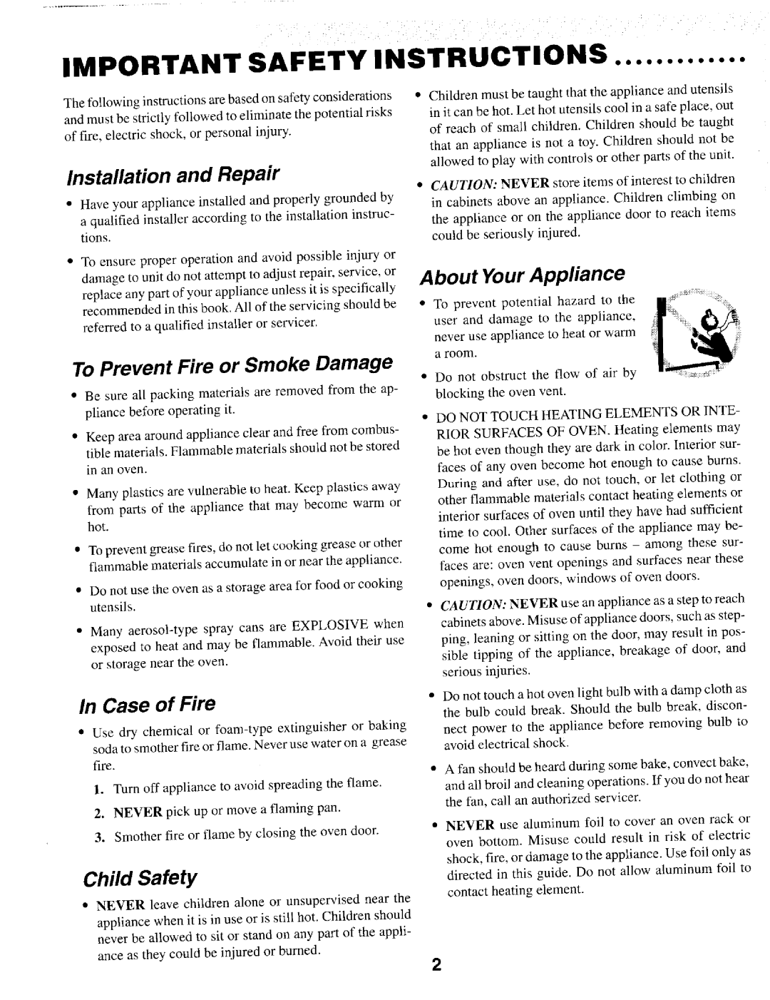 Maytag MEWED7 Important Safety Instructions, Installation and Repair, In Case of Fire, To Prevent Fire or Smoke Damage 