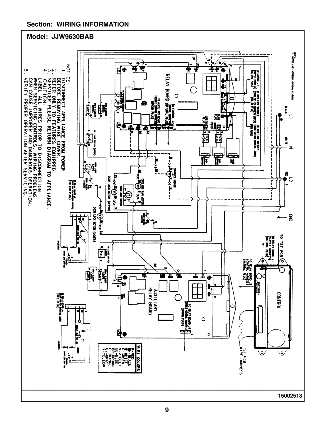 Maytag manual Section Wiring Information Model JJW9630BAB 