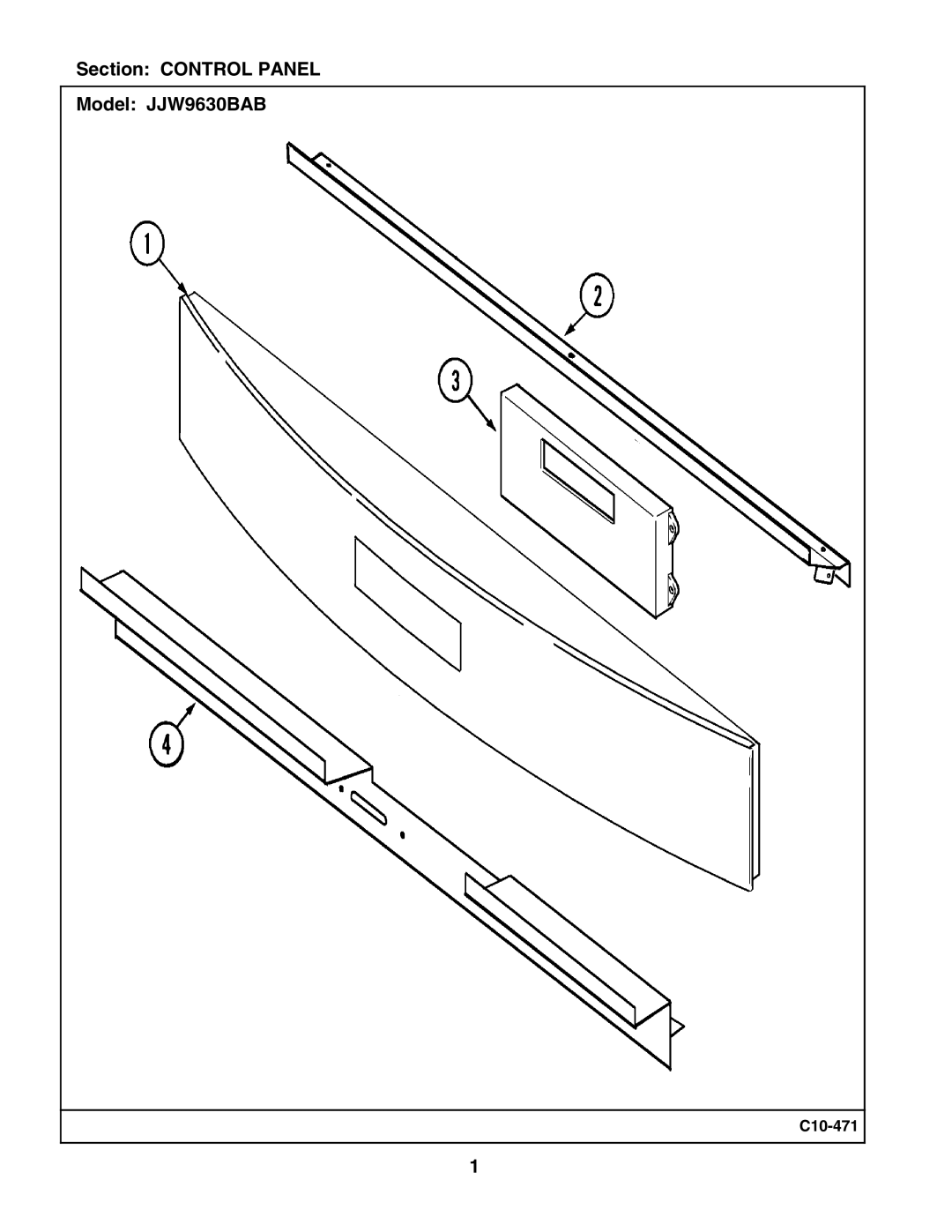 Maytag manual Section Control Panel Model JJW9630BAB 