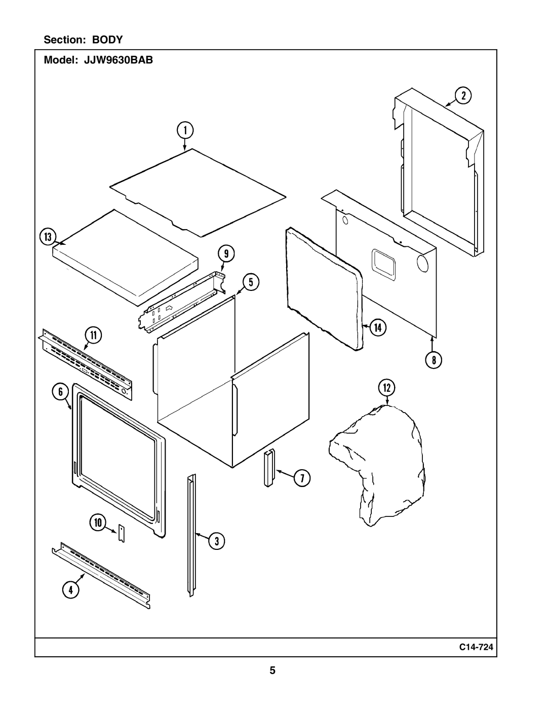 Maytag manual Section Body Model JJW9630BAB 