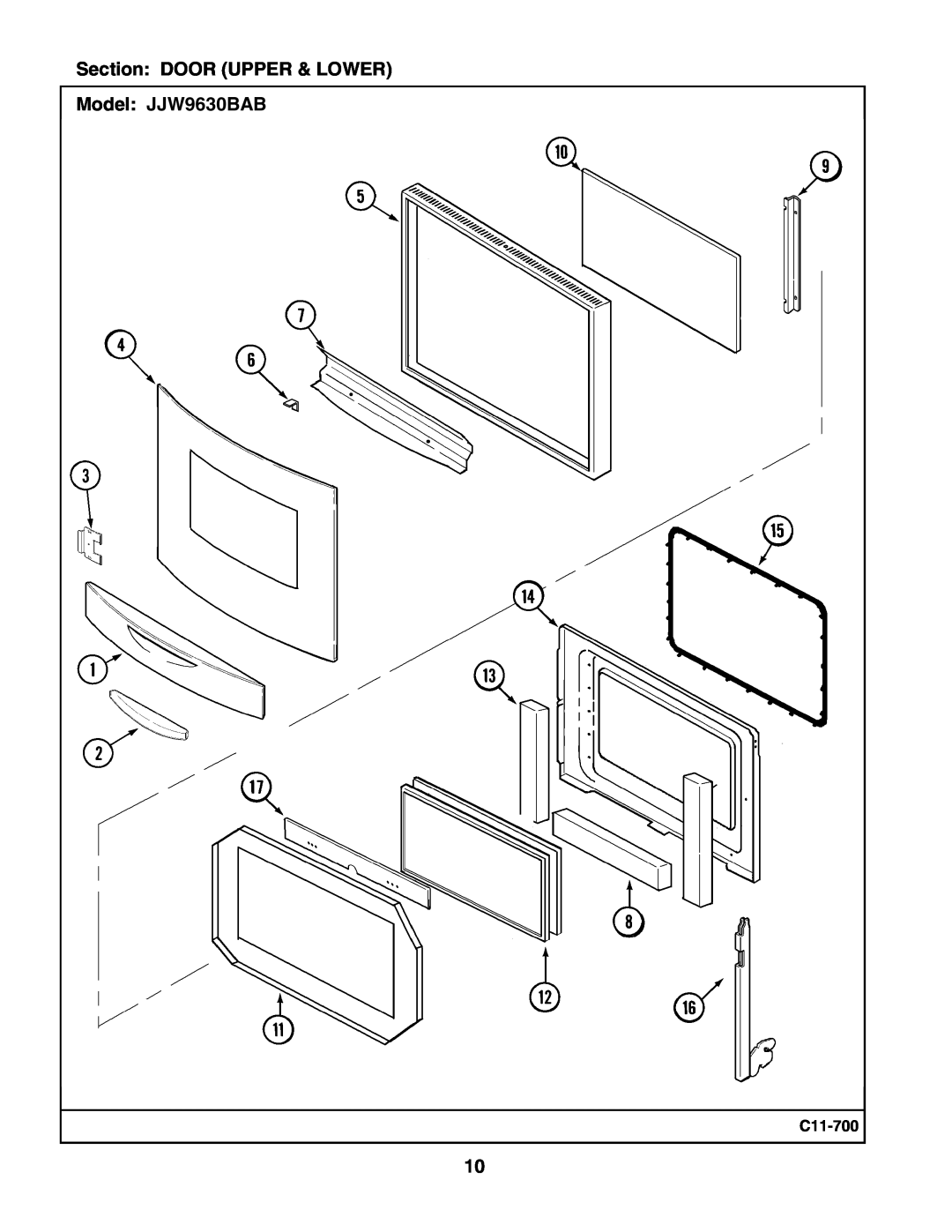 Maytag manual Section DOOR UPPER & LOWER Model JJW9630BAB, C11-700 