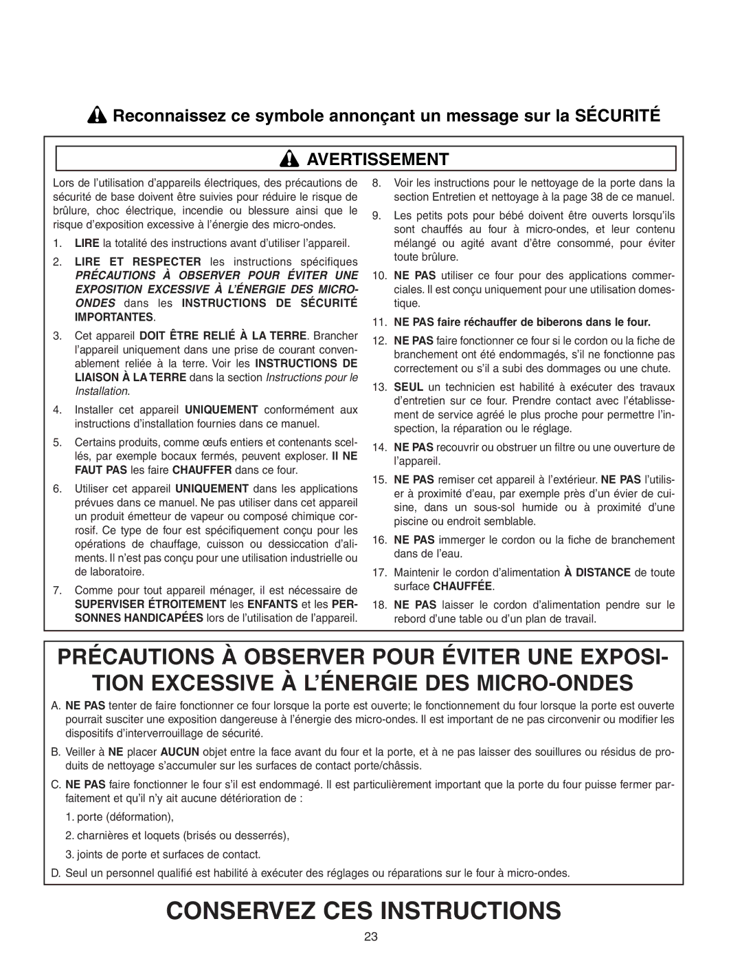 Maytag JMC8130DD, JMC8127DD owner manual Reconnaissez ce symbole annonçant un message sur la Sécurité 