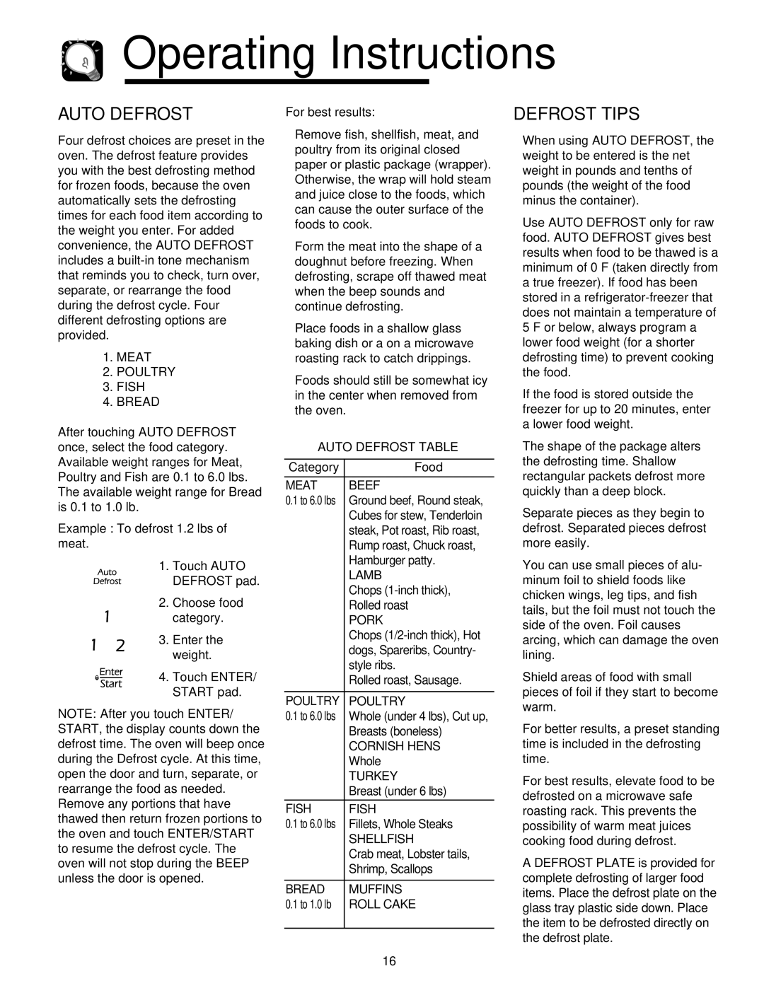 Maytag JMV8208AA/AC important safety instructions Auto Defrost, Defrost Tips 