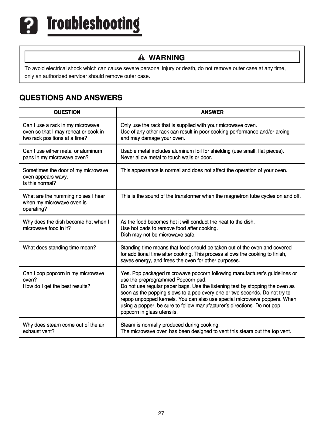 Maytag JMV8208AA/AC important safety instructions Questions And Answers, Troubleshooting 