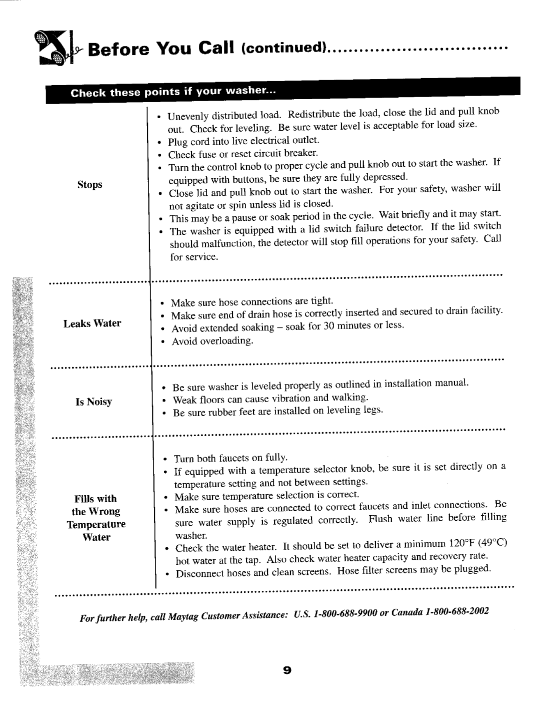 Maytag LAT8106, LAT1916, LAT8026, LAT9206, LAT8016, LAT8006 manual Before You Call 