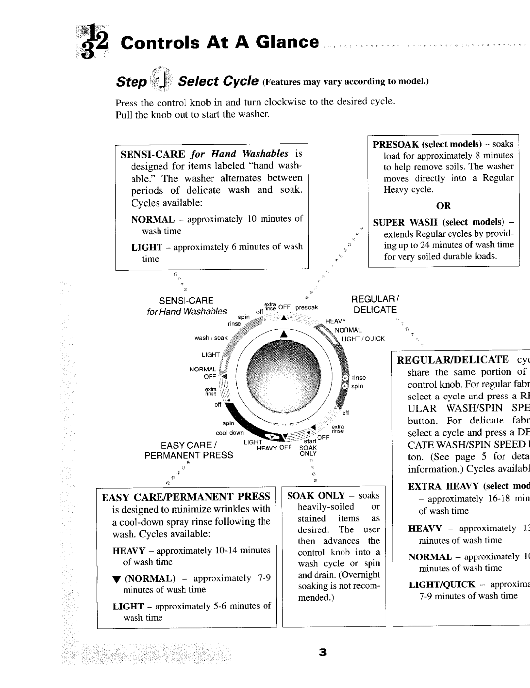 Maytag LAT9706, LAT8816, LAT8826, LAT9757 warranty Controls At a Glance, Step Select 