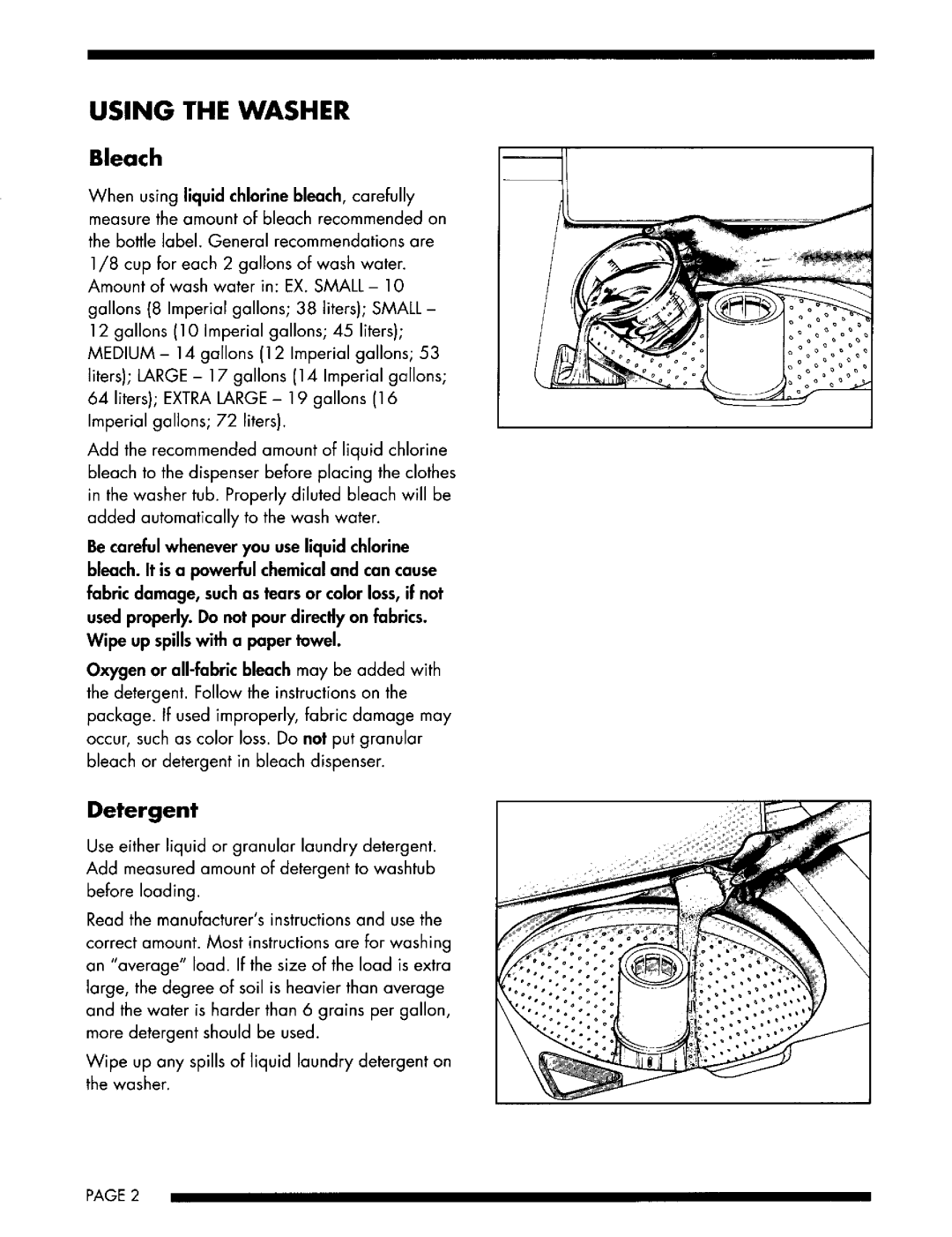 Maytag LAT8714, LAT9714, LAT9734, LAT5914, LAT9704, LAT8604, LAT8614, LAT8624 operating instructions Using the Washer, Bleach 