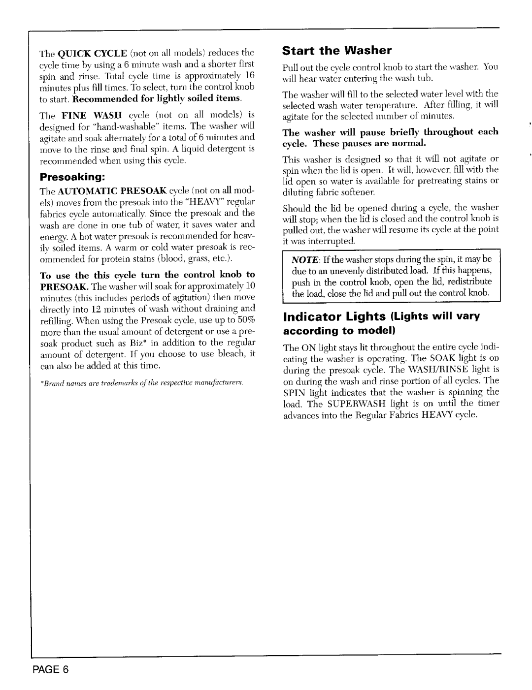 Maytag LAT6914, LAT9824, LAT8904, LAT9804 operating instructions Presoaking, According to model 