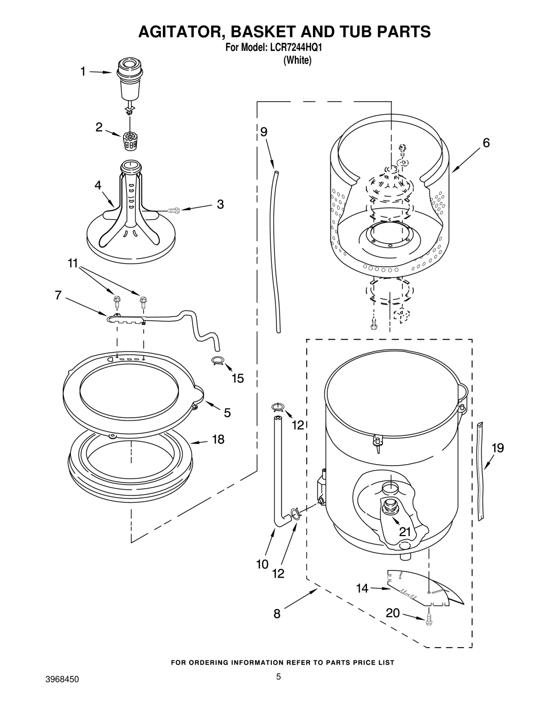 Maytag LCR7244HQ1 manual AGITATOR, Basket and TUB Parts 