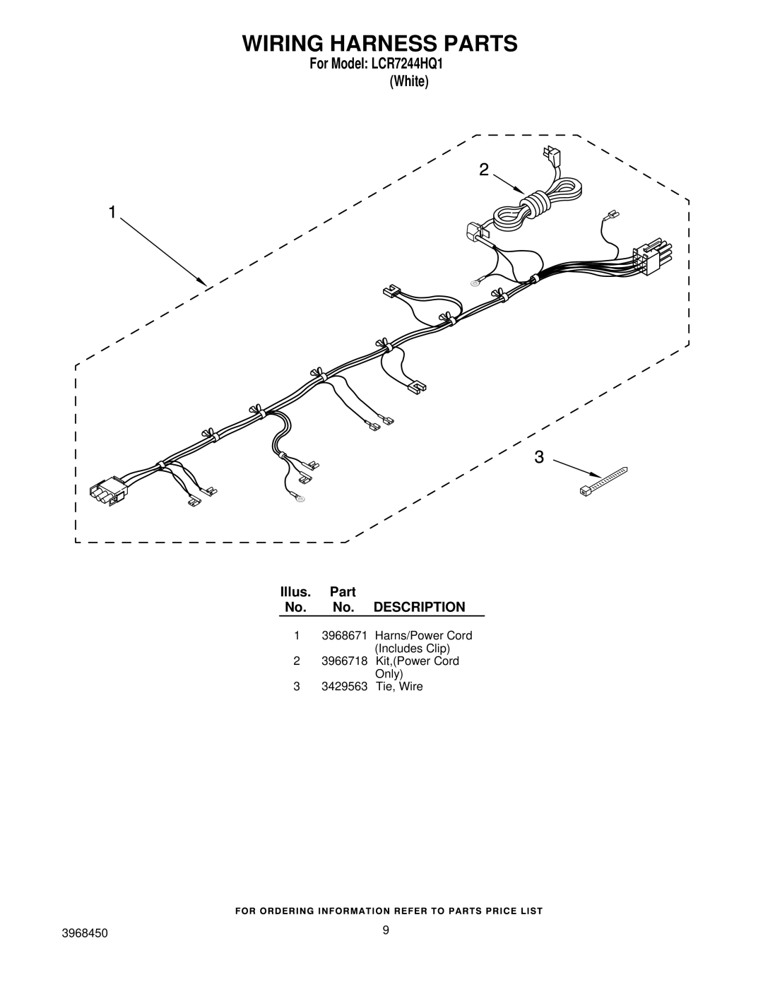 Maytag LCR7244HQ1 manual Wiring Harness Parts 