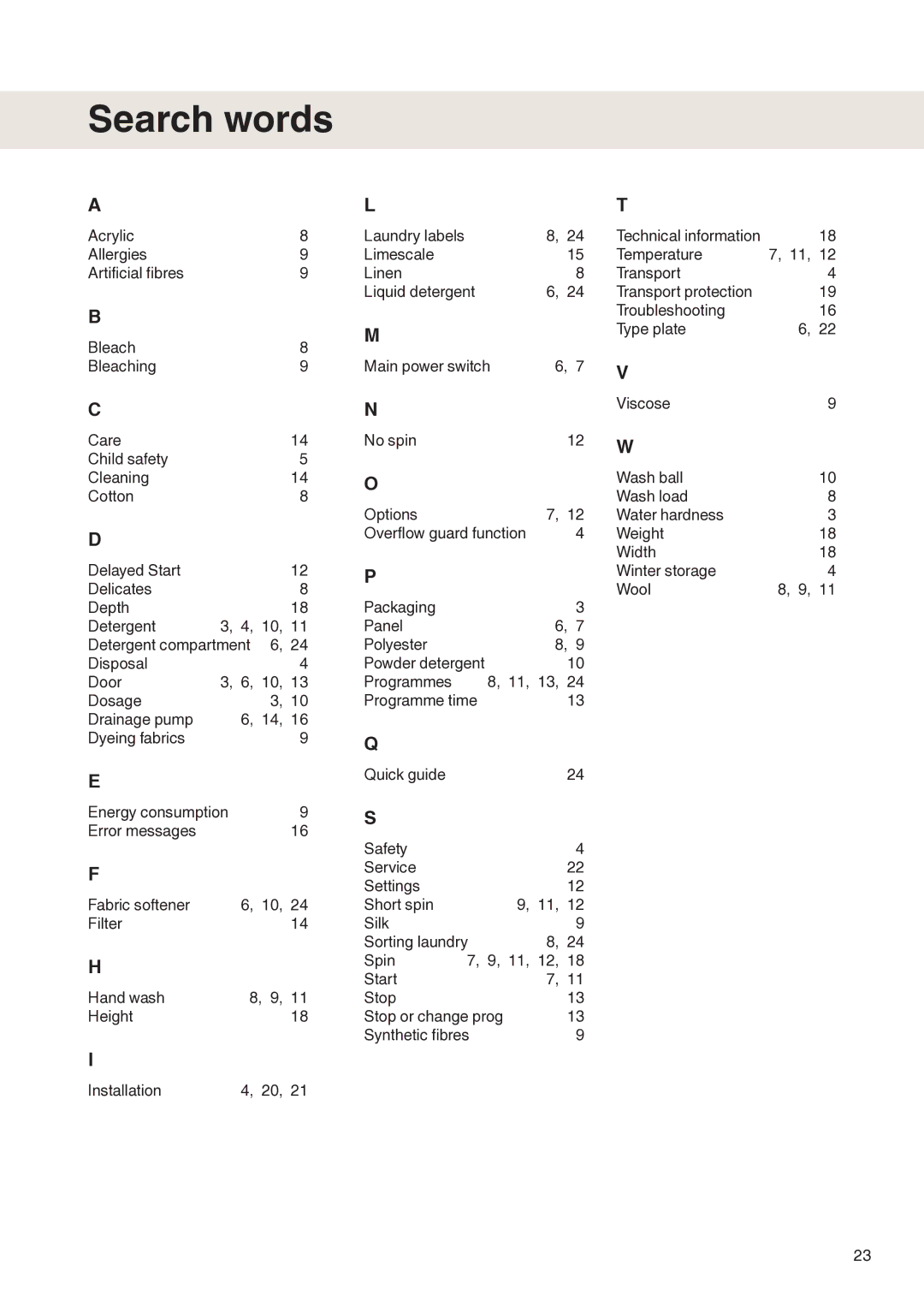 Maytag MAF9501 operating instructions Search words 