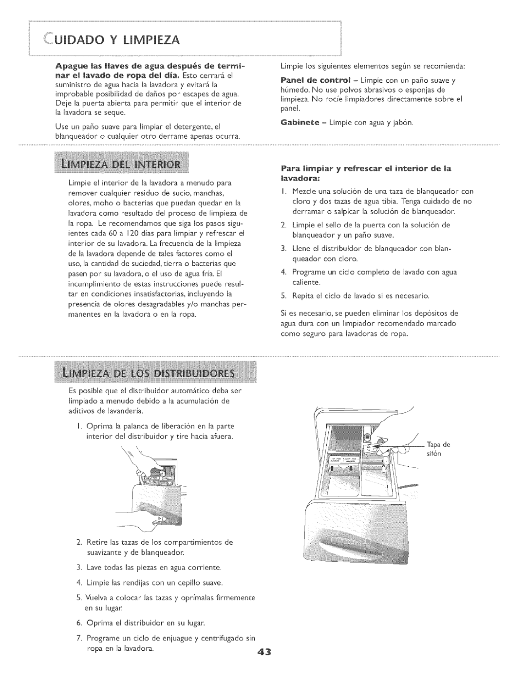 Maytag MAH-3 operating instructions Uudado Y Umpueza, lavadora 