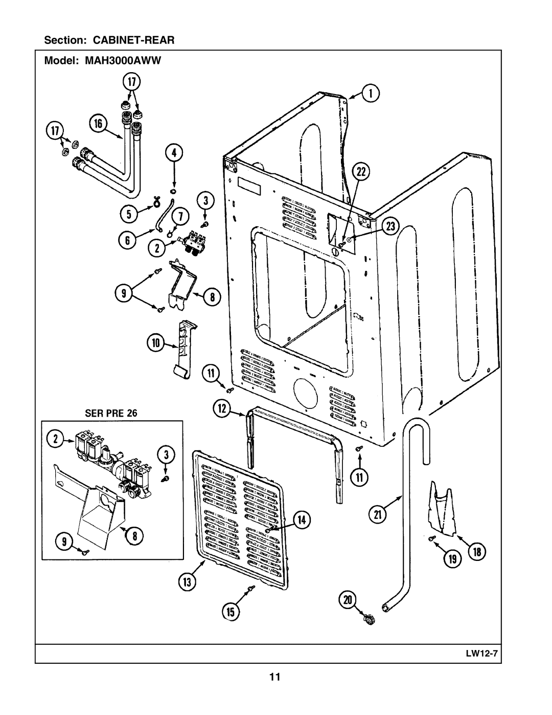 Maytag manual Section CABINET-REAR Model MAH3000AWW 