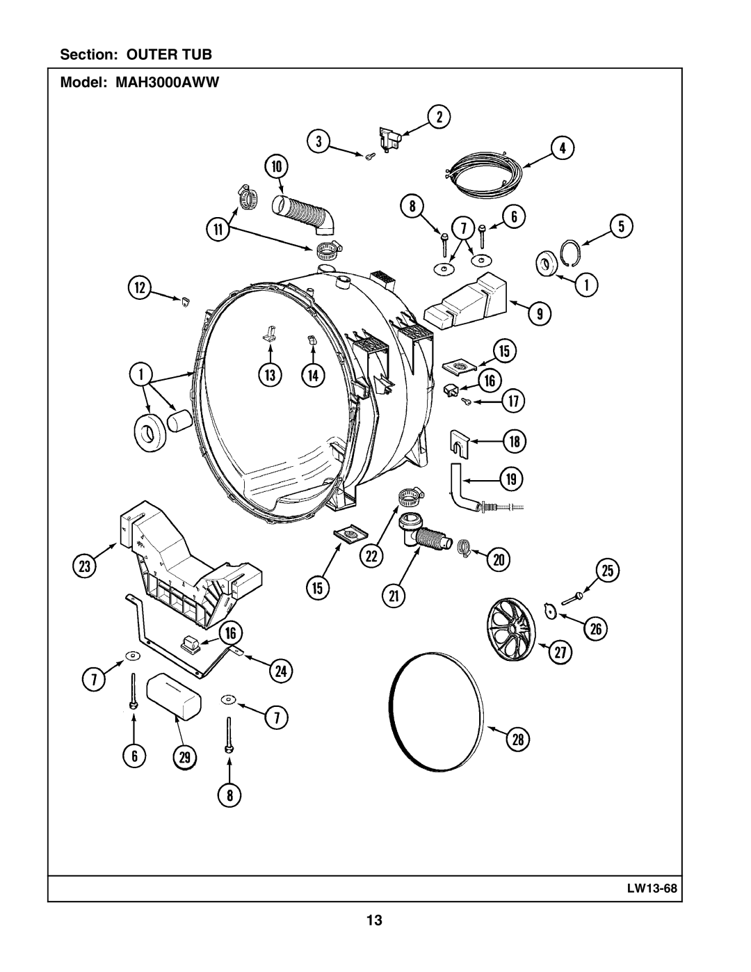 Maytag manual Section Outer TUB Model MAH3000AWW 