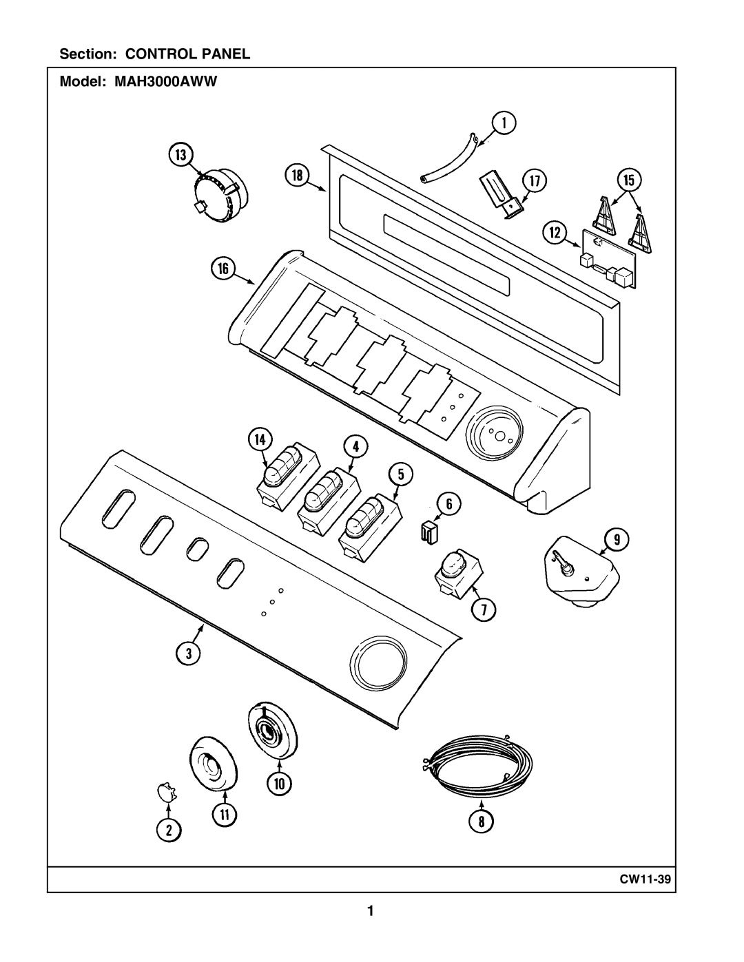 Maytag manual Section Control Panel Model MAH3000AWW 