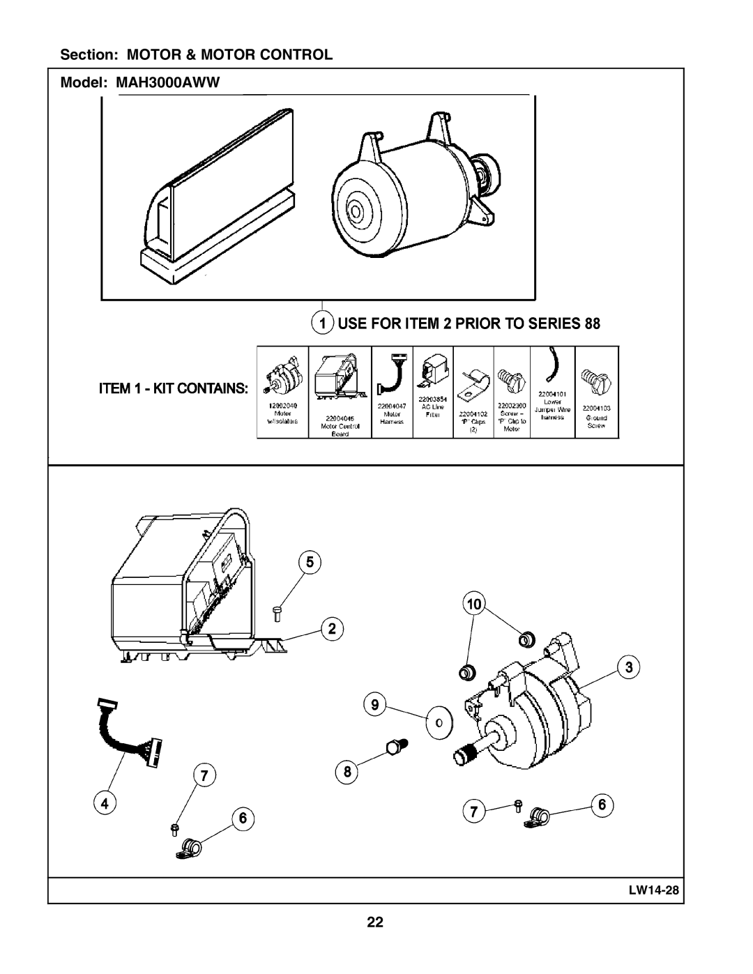 Maytag manual Section Motor & Motor Control Model MAH3000AWW 