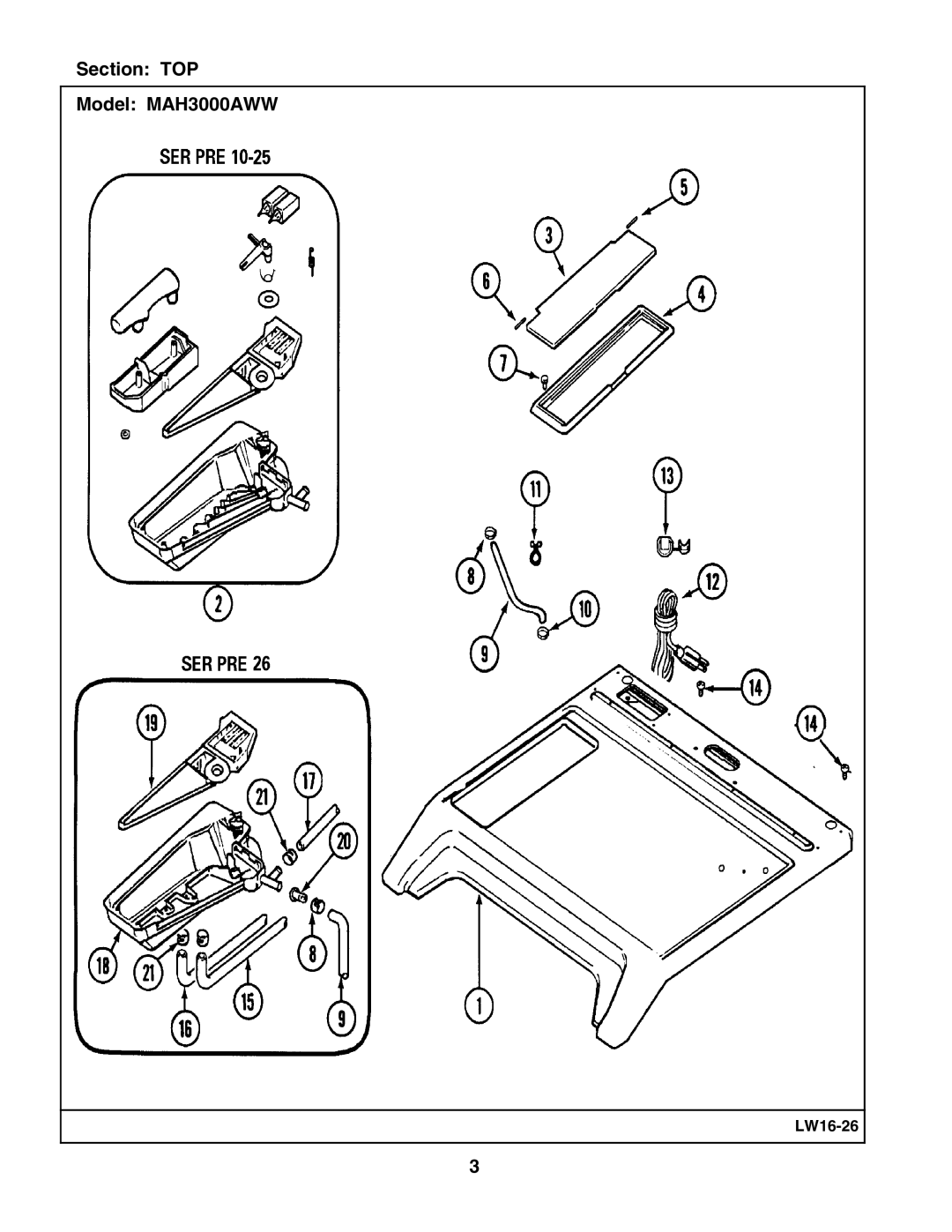 Maytag manual Section TOP Model MAH3000AWW 