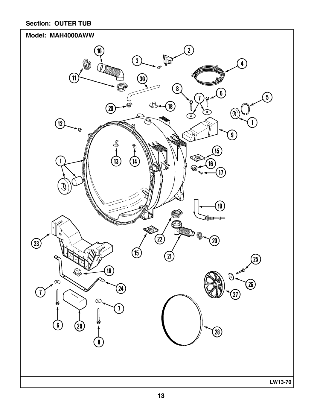 Maytag manual Section Outer TUB Model MAH4000AWW 