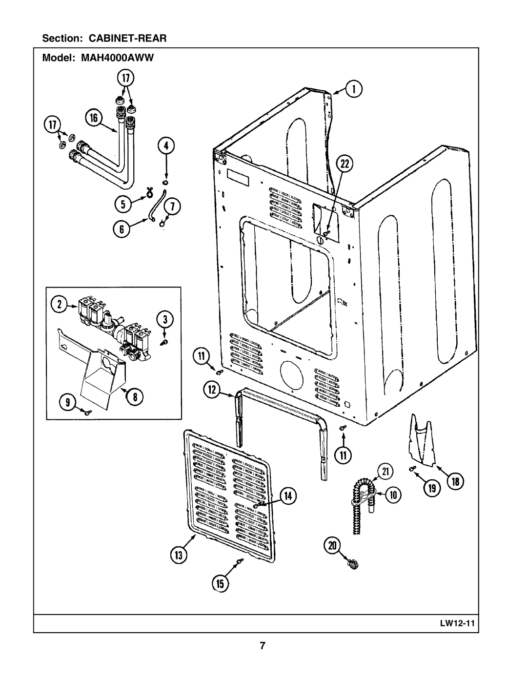 Maytag manual Section CABINET-REAR Model MAH4000AWW 