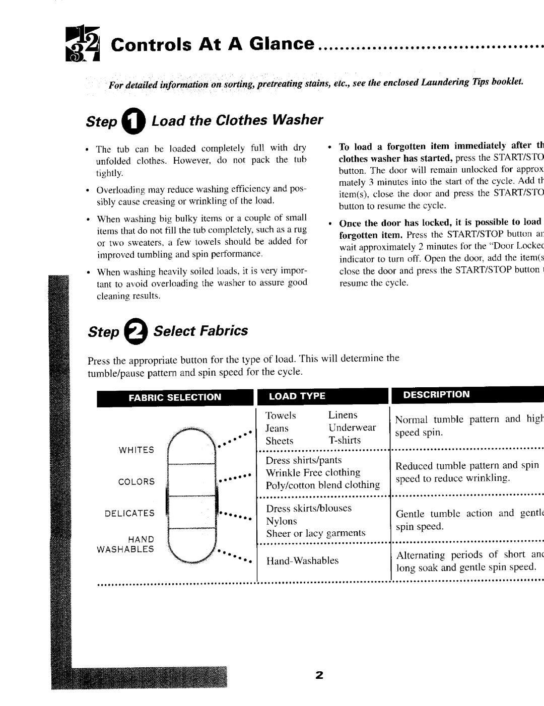 Maytag MAH550 warranty Controls At a Glance 