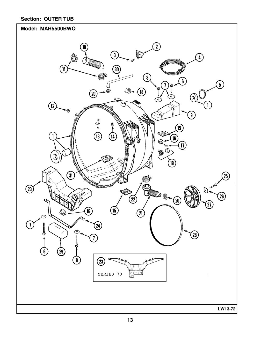 Maytag manual Section Outer TUB Model MAH5500BWQ 