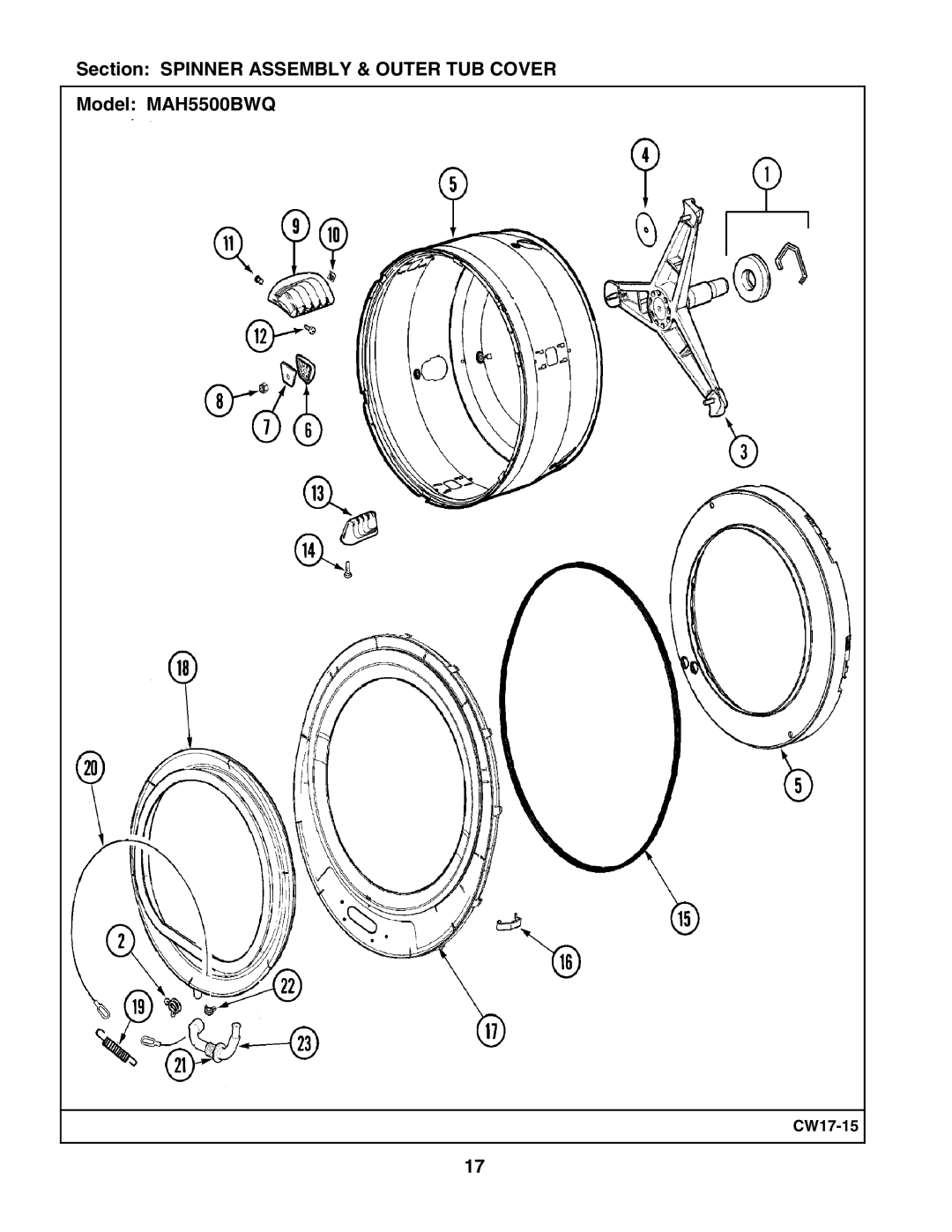 Maytag manual Section Spinner Assembly & Outer TUB Cover Model MAH5500BWQ 