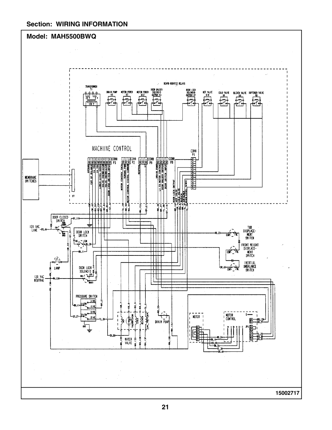 Maytag manual Section Wiring Information Model MAH5500BWQ 