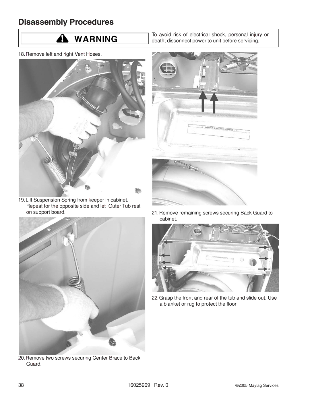 Maytag MAH9700AW* manual Disassembly Procedures 