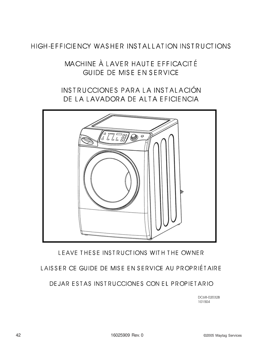 Maytag MAH9700AW* manual DC68-02032B 