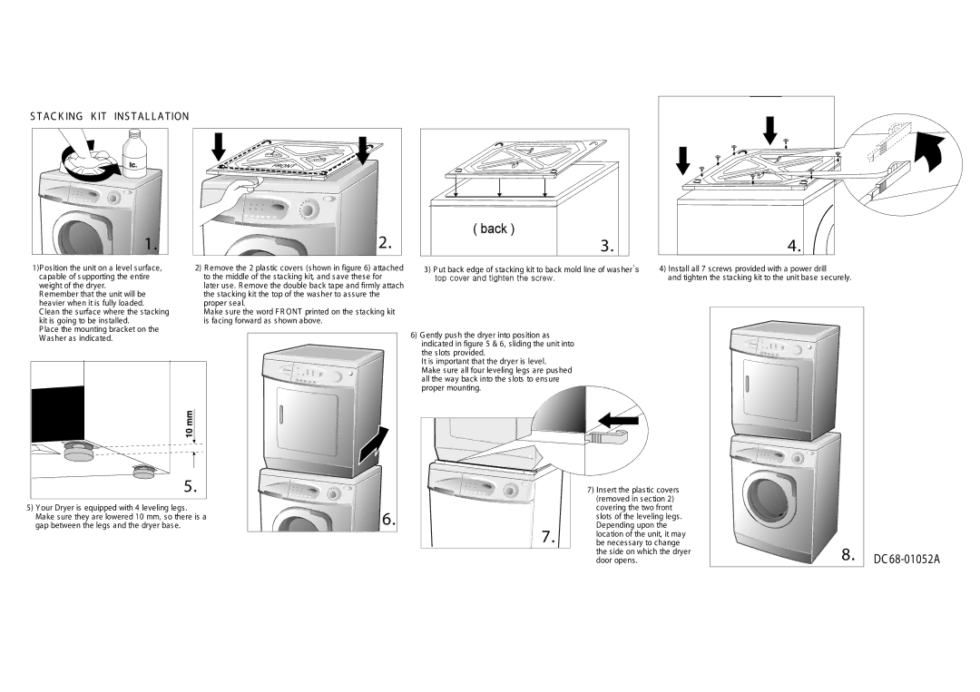 Maytag DC68-01052A, MAL2424AXX manual Back, TAC K ING K IT INS TAL L Ation 
