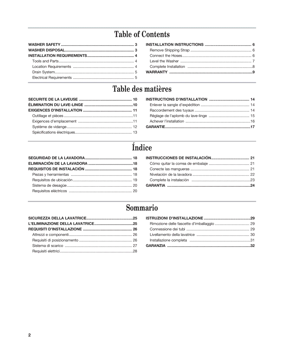 Maytag MAT15MN, MAT14CS installation instructions Table of Contents 