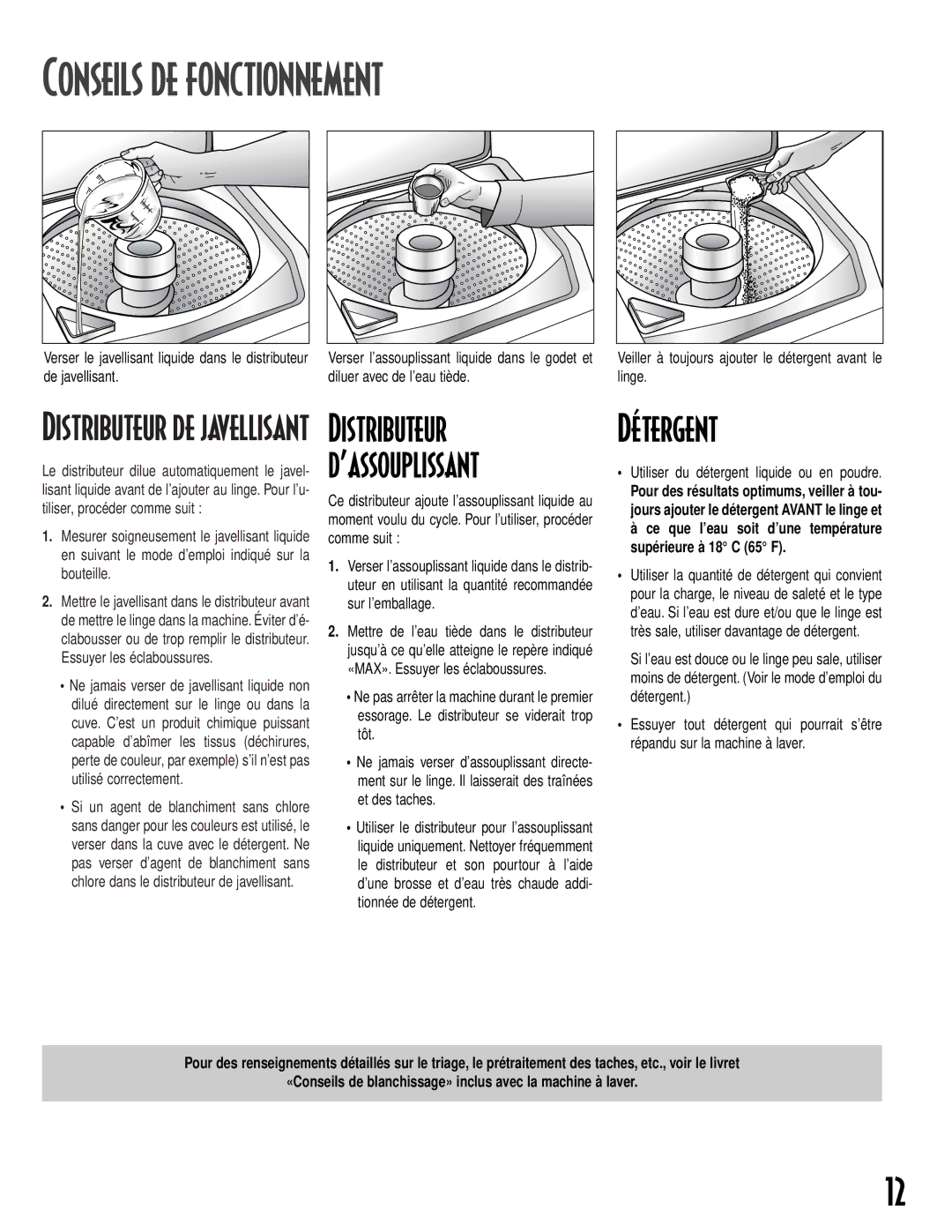 Maytag 22003351, MAV-15, 2612990 warranty Conseils DE Fonctionnement, Détergent, Utiliser du détergent liquide ou en poudre 