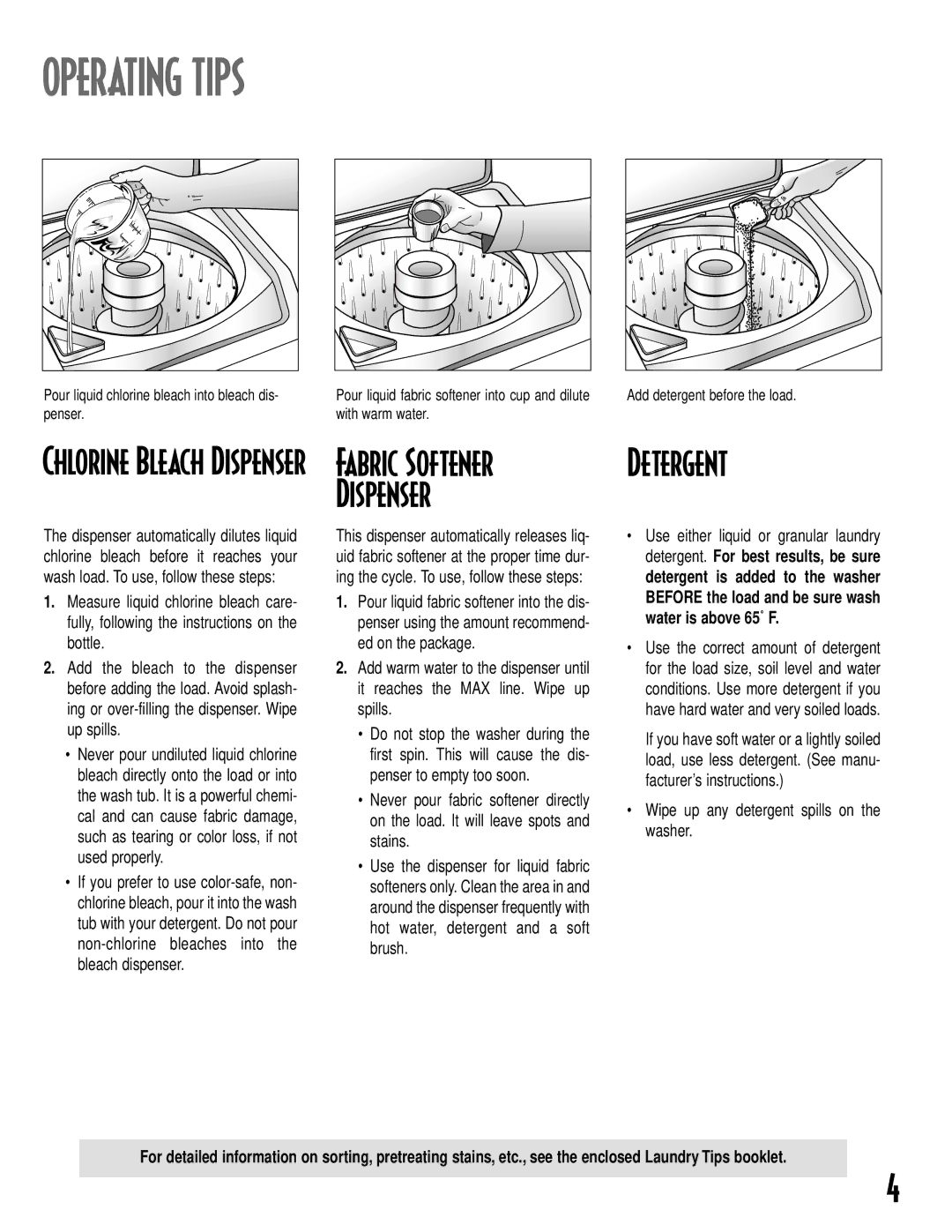 Maytag MAV-18 warranty Operating Tips, Detergent 