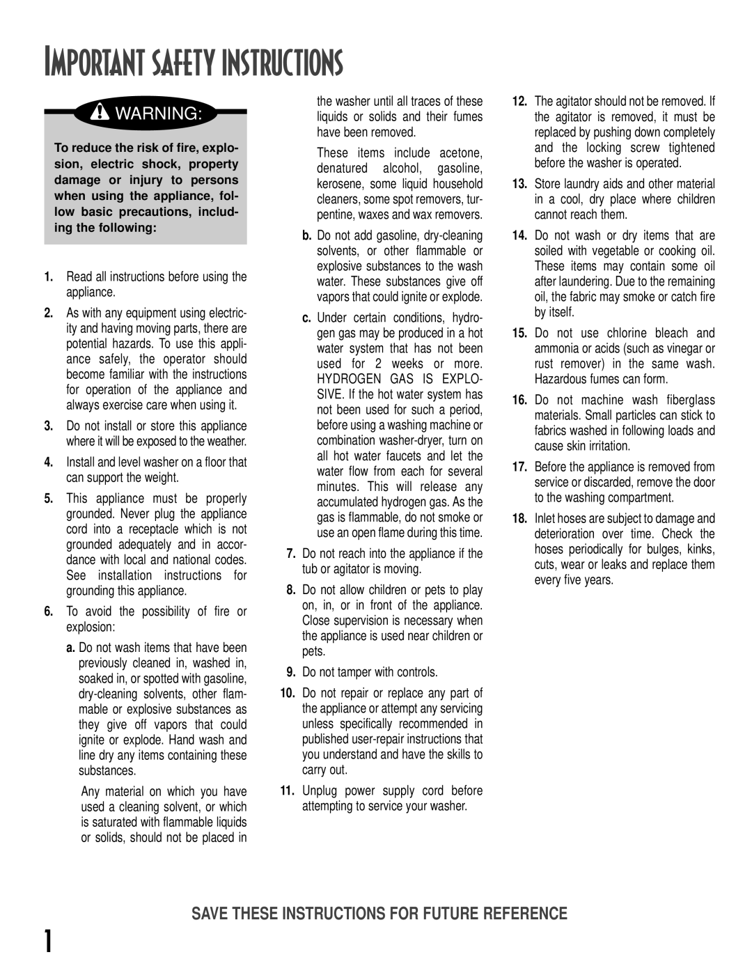 Maytag MAV-19 Important Safety Instructions, Read all instructions before using the appliance, Do not tamper with controls 