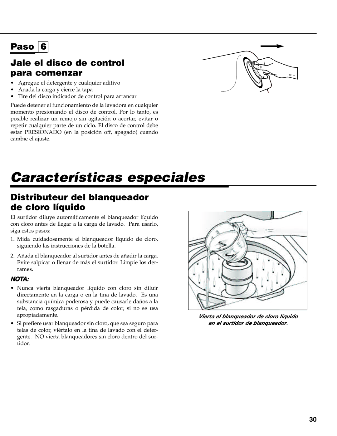 Maytag MAV-31 warranty Características especiales, Paso Jale el disco de control para comenzar 