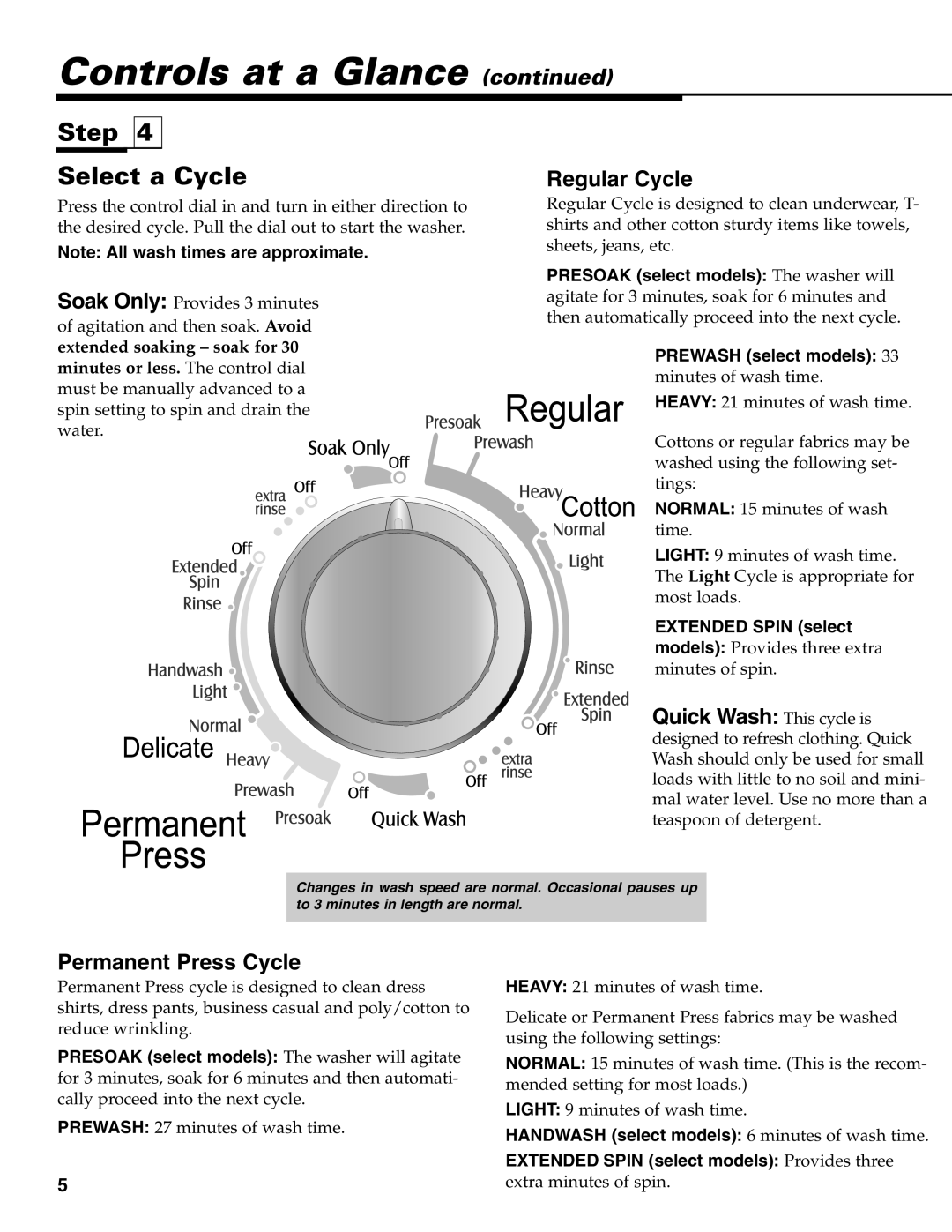 Maytag MAV-39 warranty Step Select a Cycle, Regular Cycle 