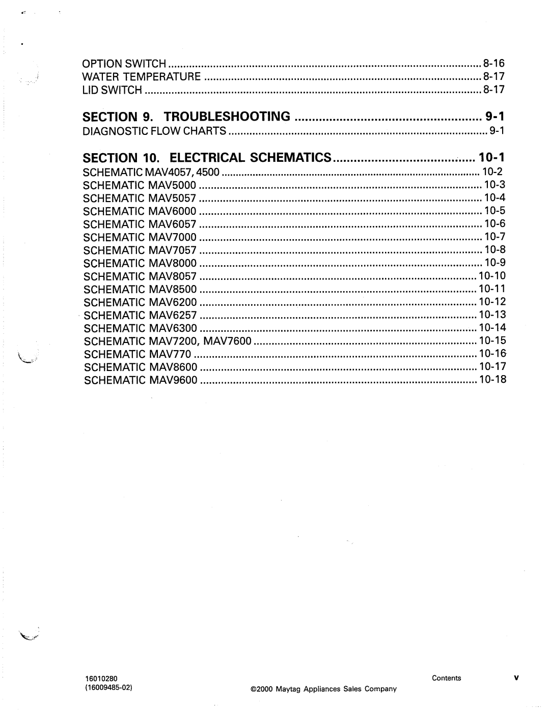 Maytag MAV4500, MAV5000, MAV4057 manual 