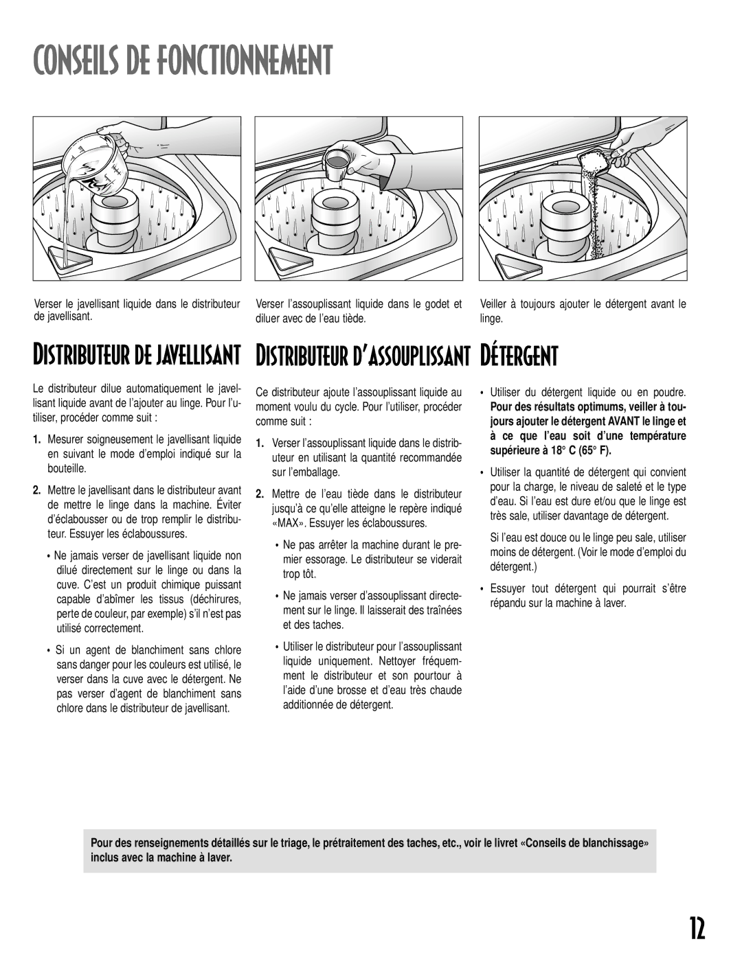 Maytag MAV7257, MAV6300, MAV7258, MAV6250, MAV7200 warranty Conseils DE Fonctionnement, Supérieure à 18 C 65 F 