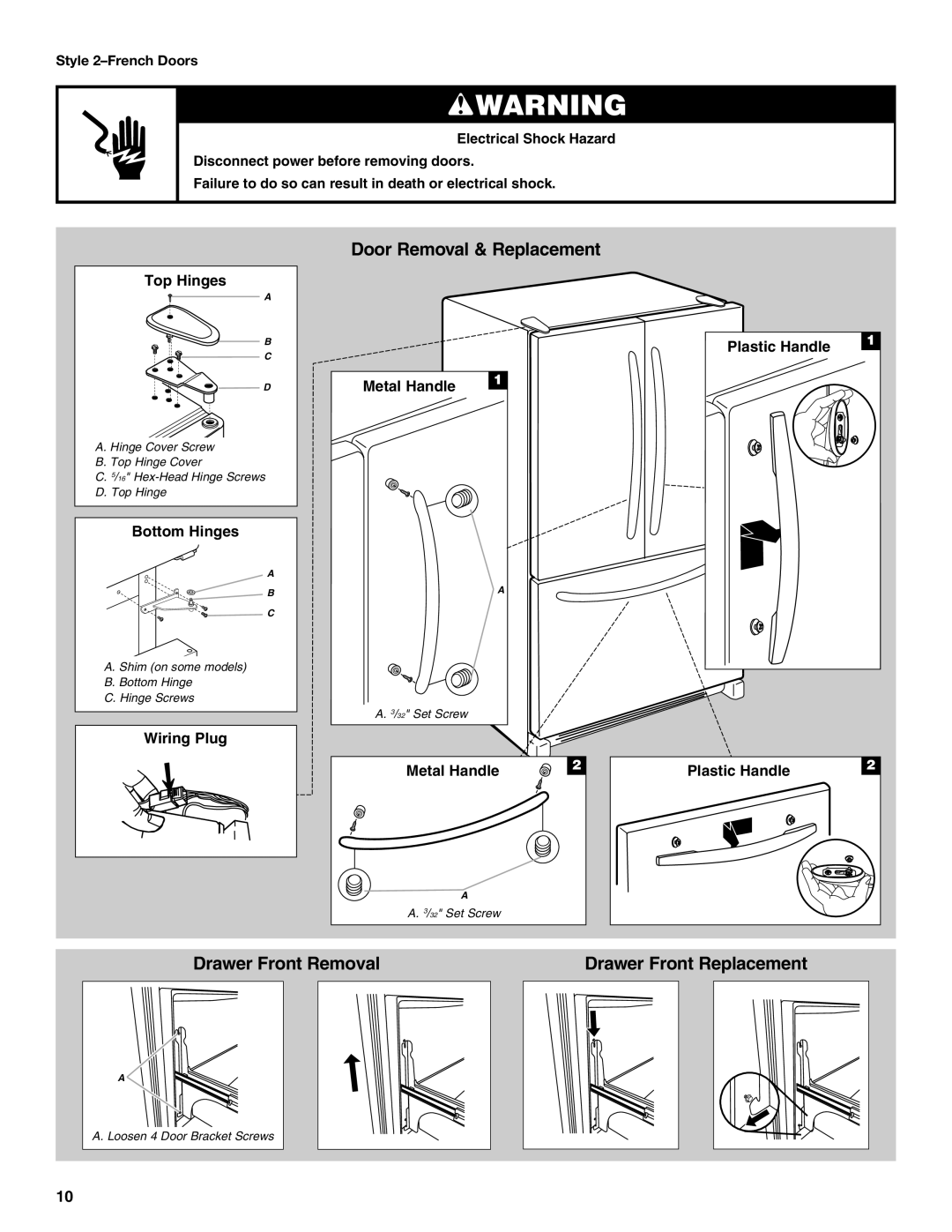 Maytag MBL2556KES installation instructions Drawer Front Removal Drawer Front Replacement 